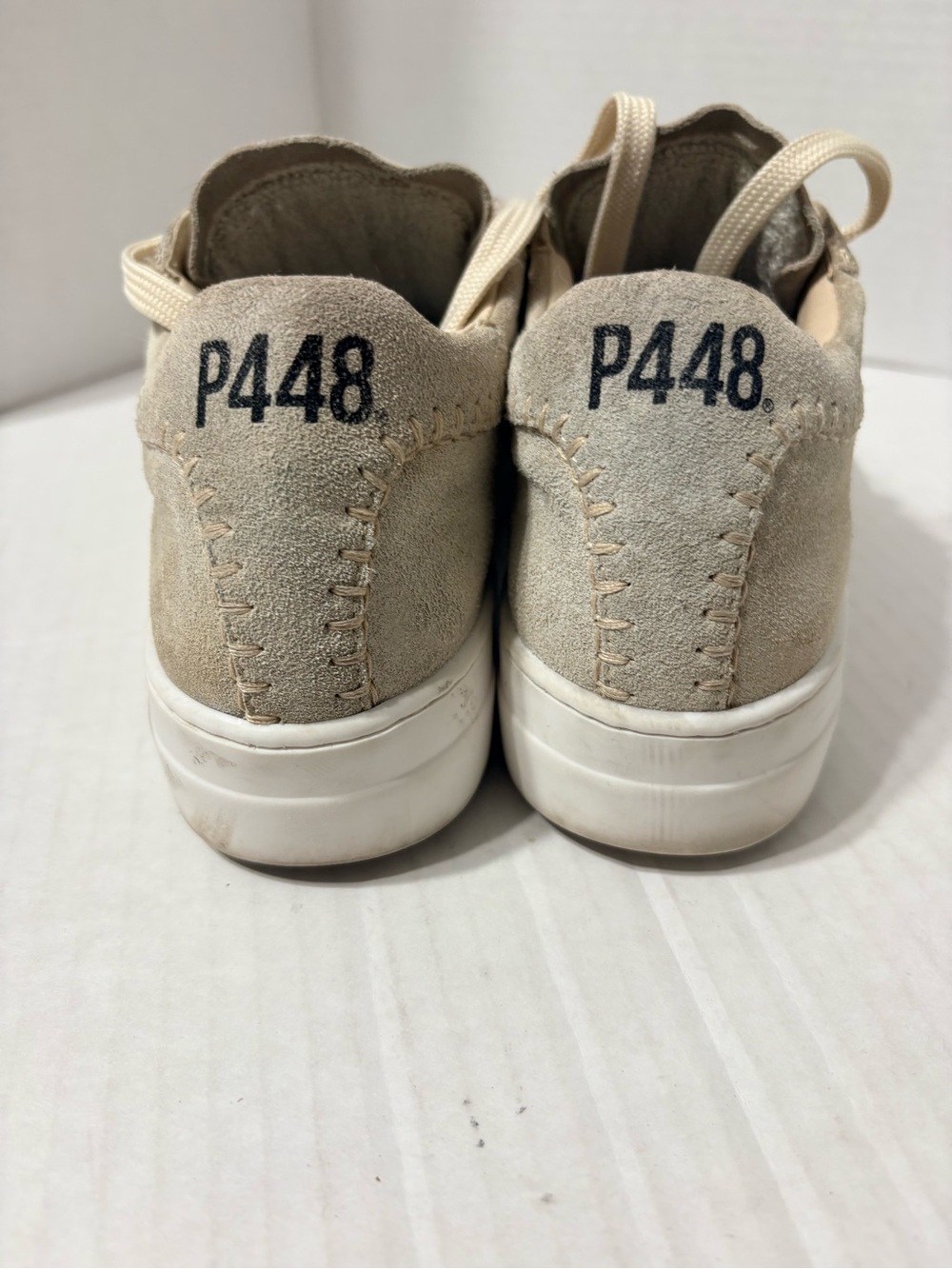 Women’s P448 Thea‎ Platform Casual Low-Top Suede Sneakers in Light Beige Terry 8